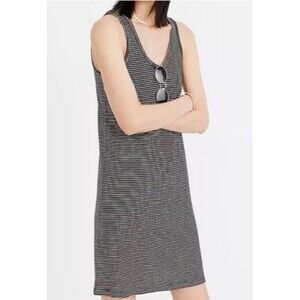 Madewell $69  XXS Striped Scoopneck Knit Tank Dress Soft Viscose Nautical Preppy